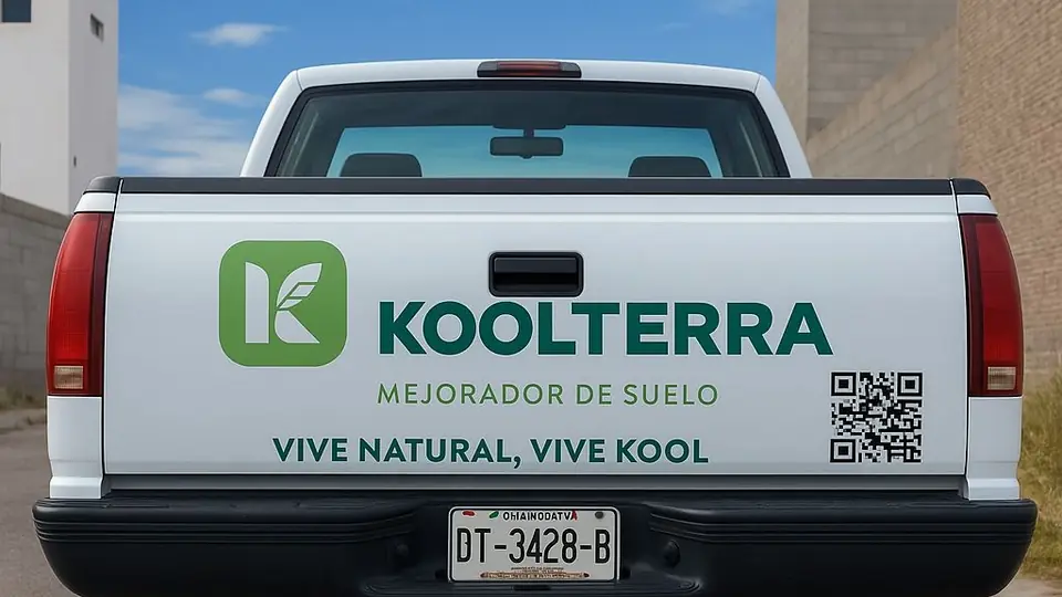 Camioneta de reparto de Koolterra, antes Cultierra, en la ciudad de Chihuahua